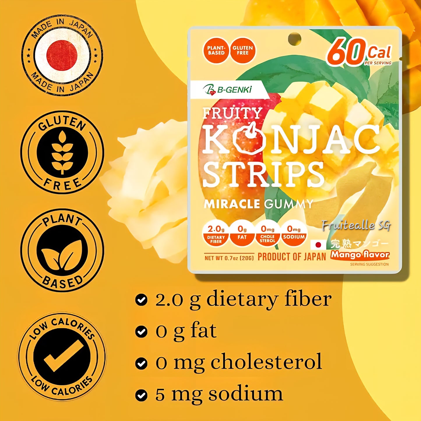 Japan Snack - B-GENKi Fruity Konjac Strips Mango